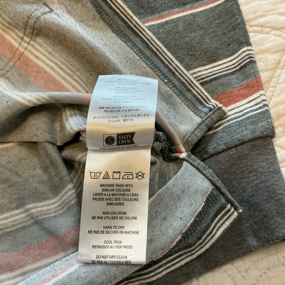 Salty Crew Crewser Long Sleeve Striped Hoodie Shirt Mens size Large - Picture 10 of 11
